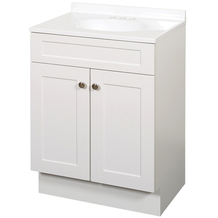 ZENNA HOME 2-Door Shaker Vanity with Top, Wood, White, Cultured Marble Sink, White Sink SBC24WW